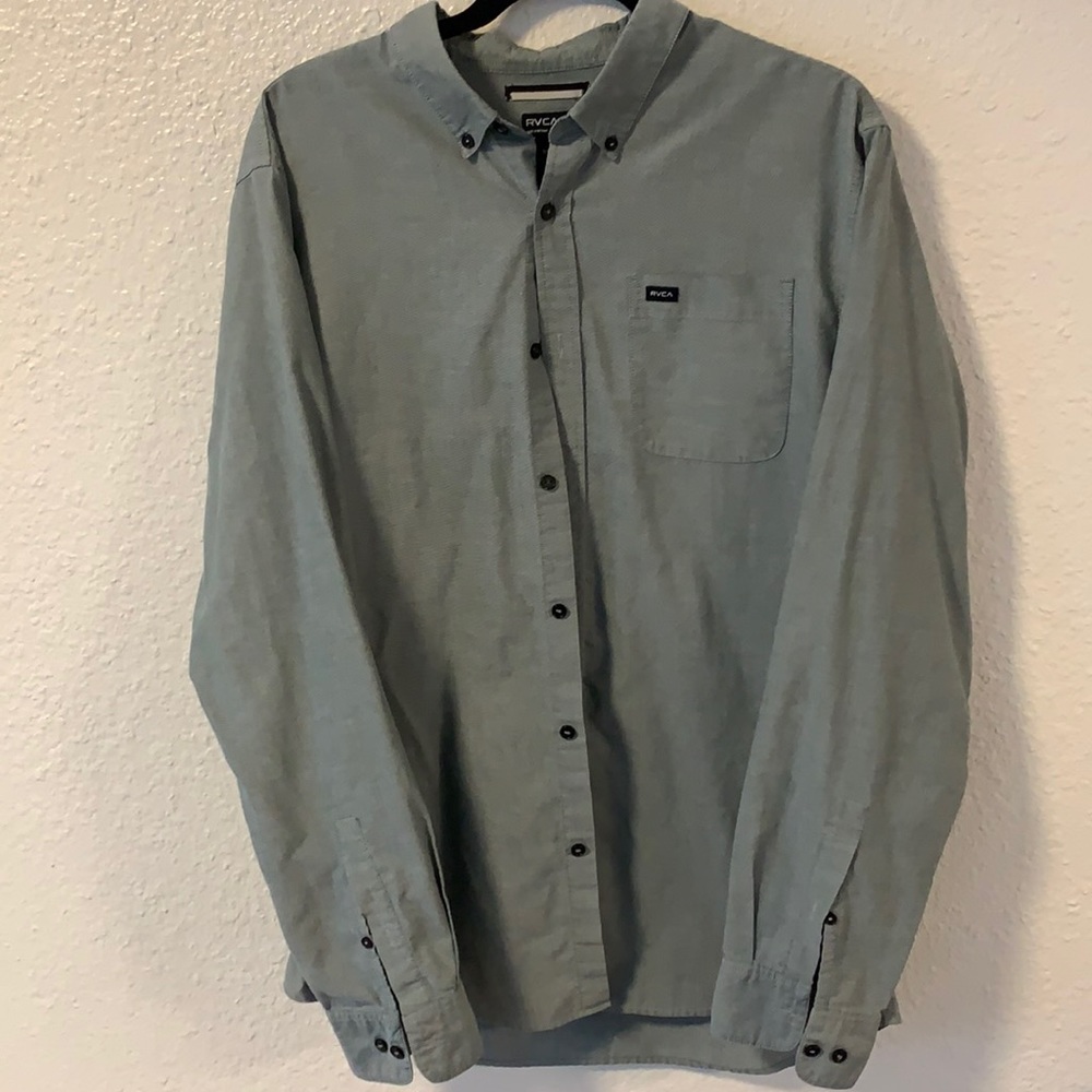 RVCA button-down shirt. XL slim fit, gray color.